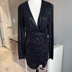 Zara Black Sequin Long Sleeve Dress